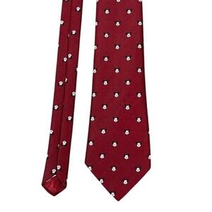 Vintage Mickey Mouse Tie Mens 56" 3.5" Made in England Maroon 1980s